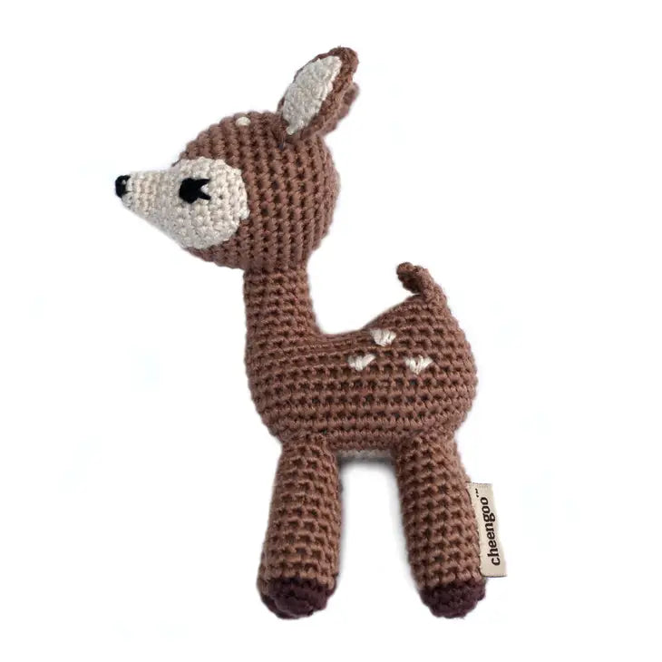 Fawn Hand Crocheted Rattle - 5-1/2-in - Mellow Monkey