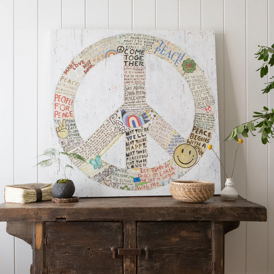 Sugarboo - Peace Sign - Gallery Wrap Panel Wall Art - White - 12-in - Mellow Monkey