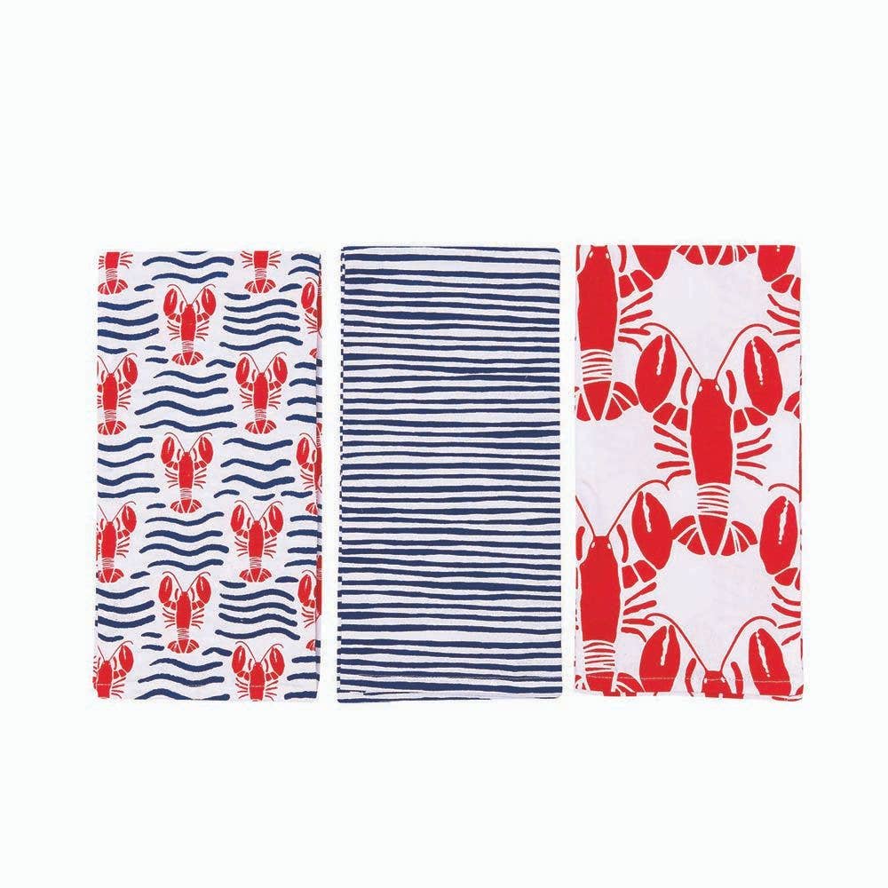 Lobster Waves - Kitchen Towels - Set of 3 - Mellow Monkey