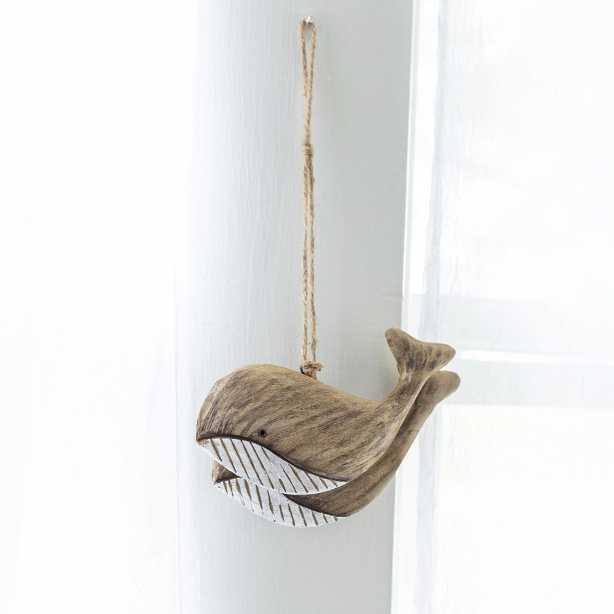 Irving Hanging Wooden Whales - 11-in - Mellow Monkey