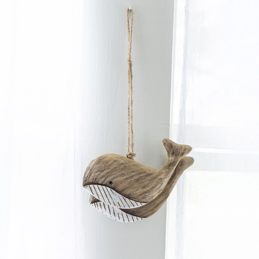 Irving Hanging Wooden Whales - 11-in - Mellow Monkey