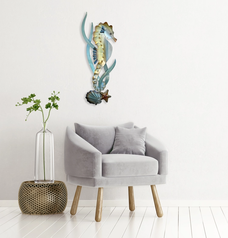 Seahorse Metal Wall Decor - 32-in - Mellow Monkey