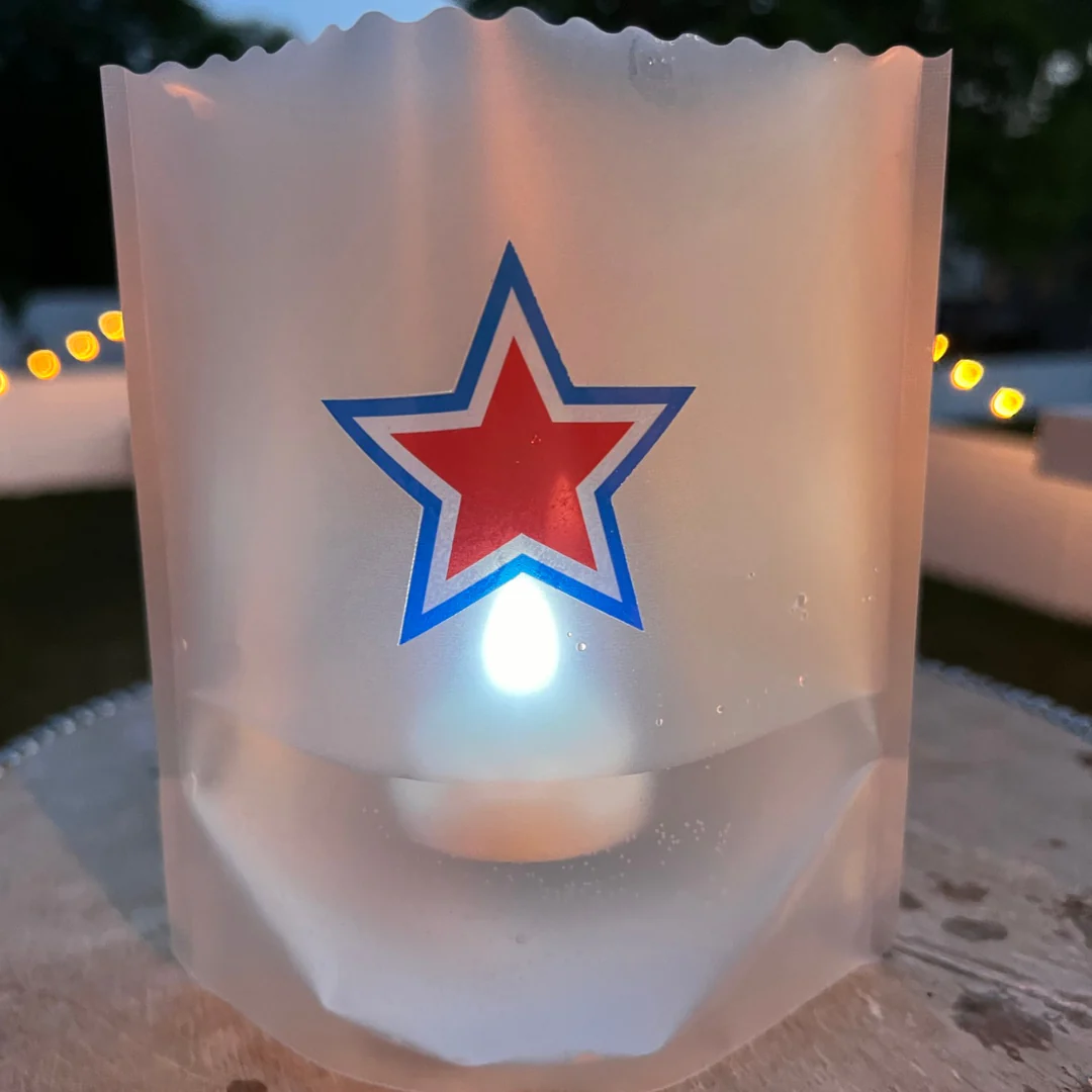 Light This Way - Red, White and Blue Star Luminaries, Set of 4 - Mellow Monkey