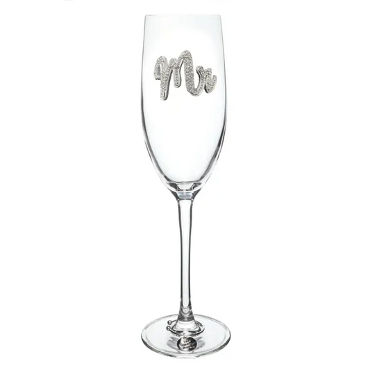 Mr. Jeweled Stemmed Champagne Flute with Wine Charm - Mellow Monkey