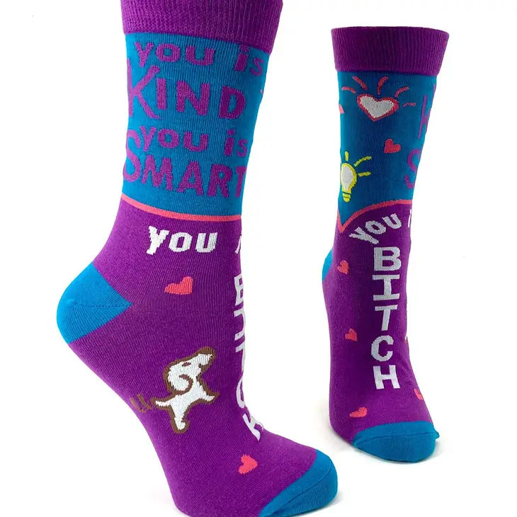 You is Kind, You is Smart, You is a Bitch - Women's Crew Socks - Mellow Monkey