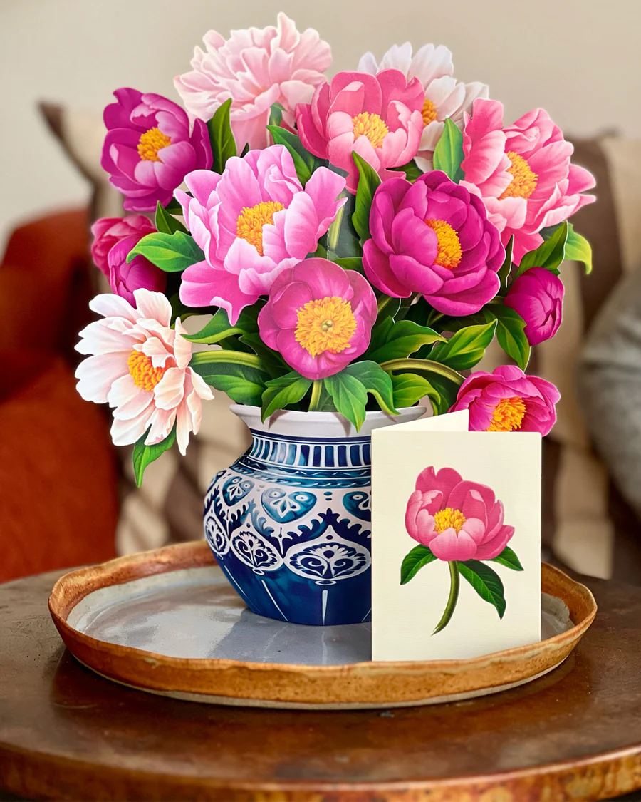 Peony Paradise - Pop-Up Greeting Card - Mellow Monkey