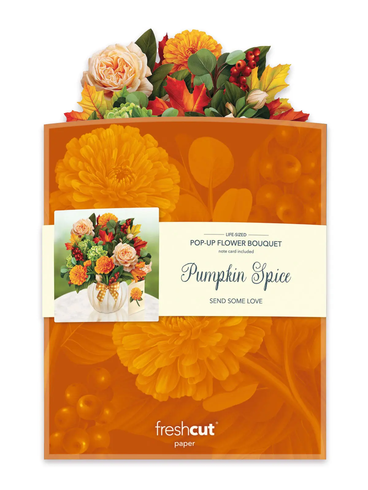 Freshcut Pumpkin Spice Pop-Up Bouquet and Greeting Card - Mellow Monkey