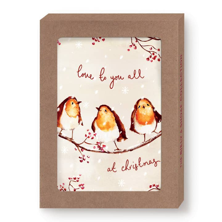 Robins Love To You All Boxed Holiday Cards - Set of 10 - Mellow Monkey