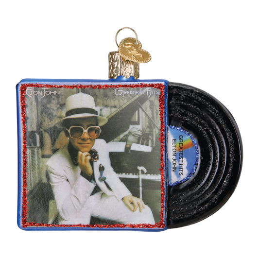 Elton John Greatest Hits Album - Old World Christmas Blown Glass Holiday Ornament - Mellow Monkey