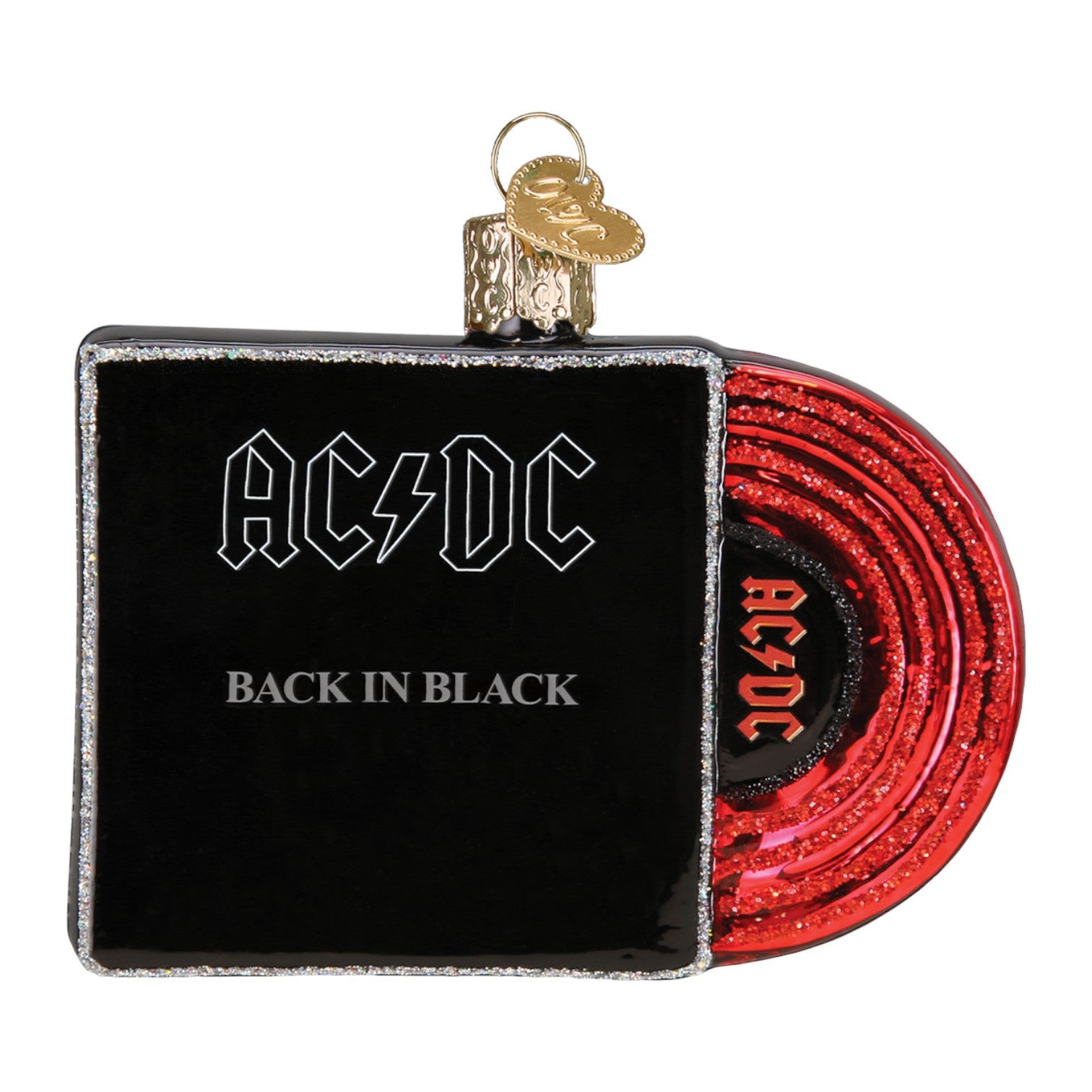 Back In Black Album Cover - Old World Christmas Blown Glass Holiday Ornament - Mellow Monkey