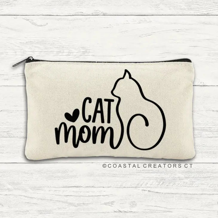 Cat Mom Canvas Multi-Purpose Zipper Bag (Unlined) - Mellow Monkey