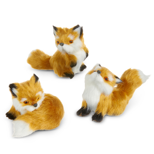 Faux Fur Fox Ornament - 4-in - Mellow Monkey