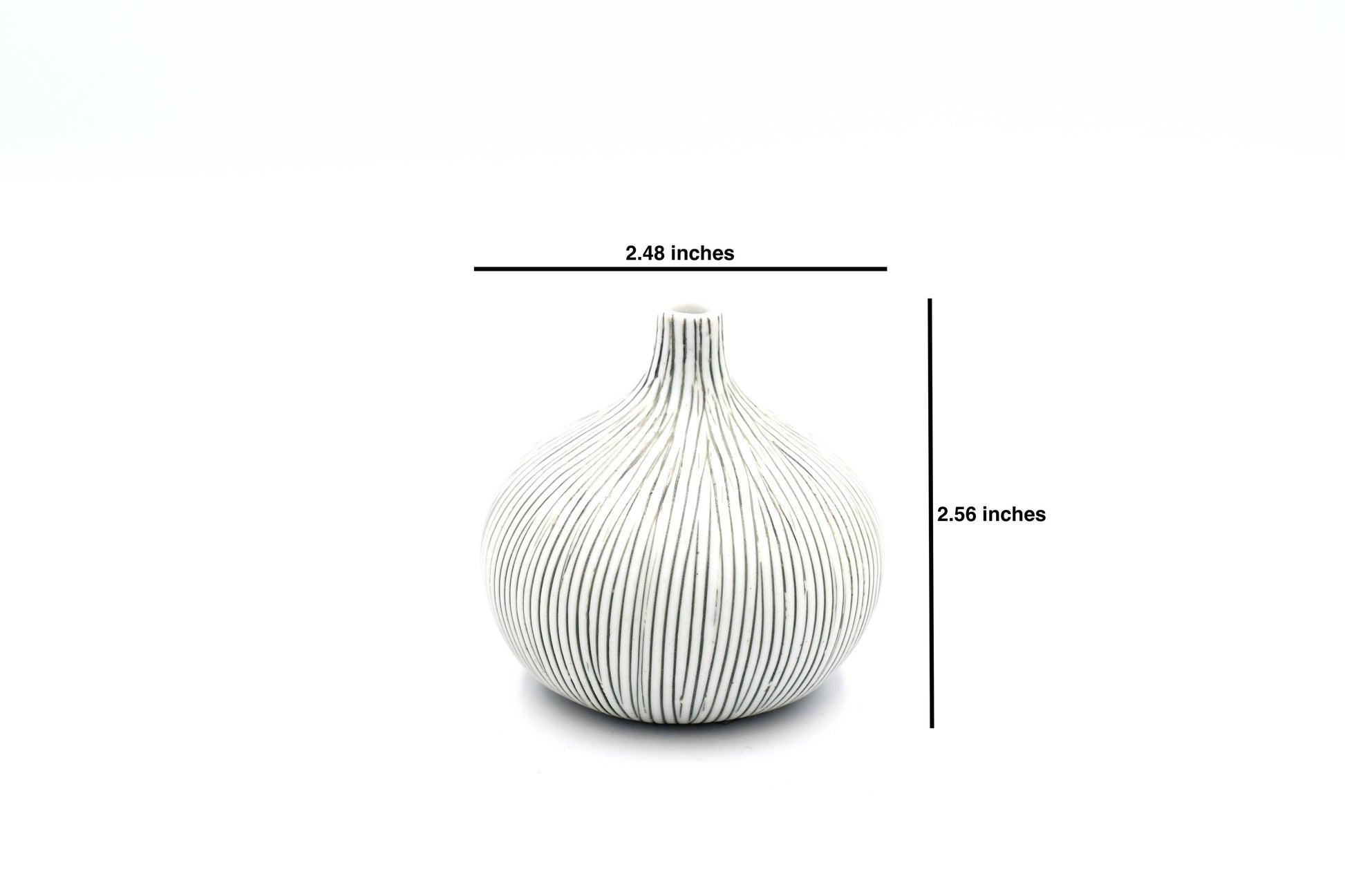 Tiny Congo - Handcrafted Porcelain Bud Vase - White with Gray Stripes - 2.5 x 2.5 x 2.6 in - Mellow Monkey