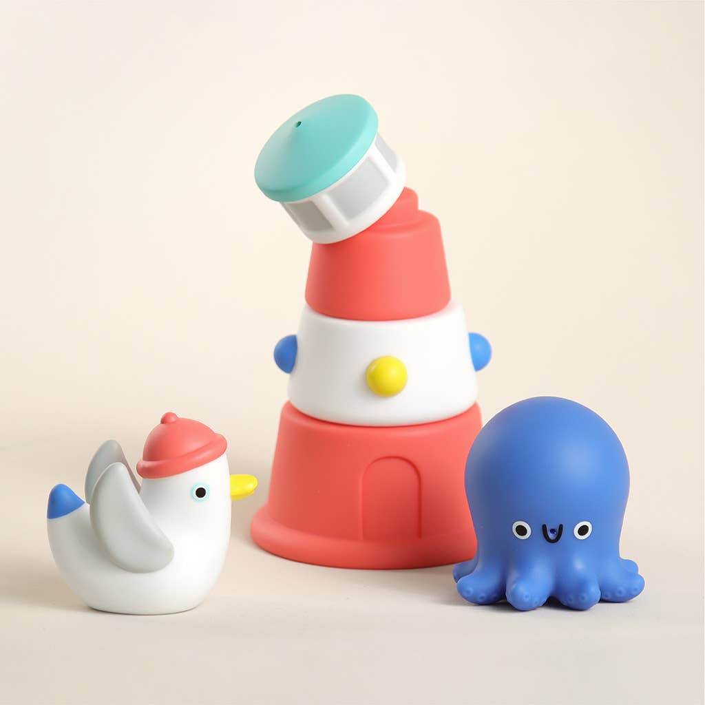Itzy Stack & Squirt™ Bath + Water Toy - Mellow Monkey
