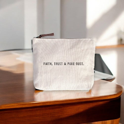 Canvas Zipper Bag - Faith, Trust, and Pixie Dust - Mellow Monkey