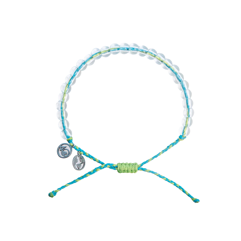 4Ocean Unisex Earth Day Beaded Bracelet - Aqua & Lime - April 2024 Limited Edition - Mellow Monkey