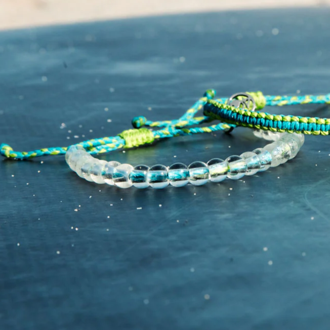 4Ocean Unisex Earth Day Beaded Bracelet - Aqua & Lime - April 2024 Limited Edition - Mellow Monkey