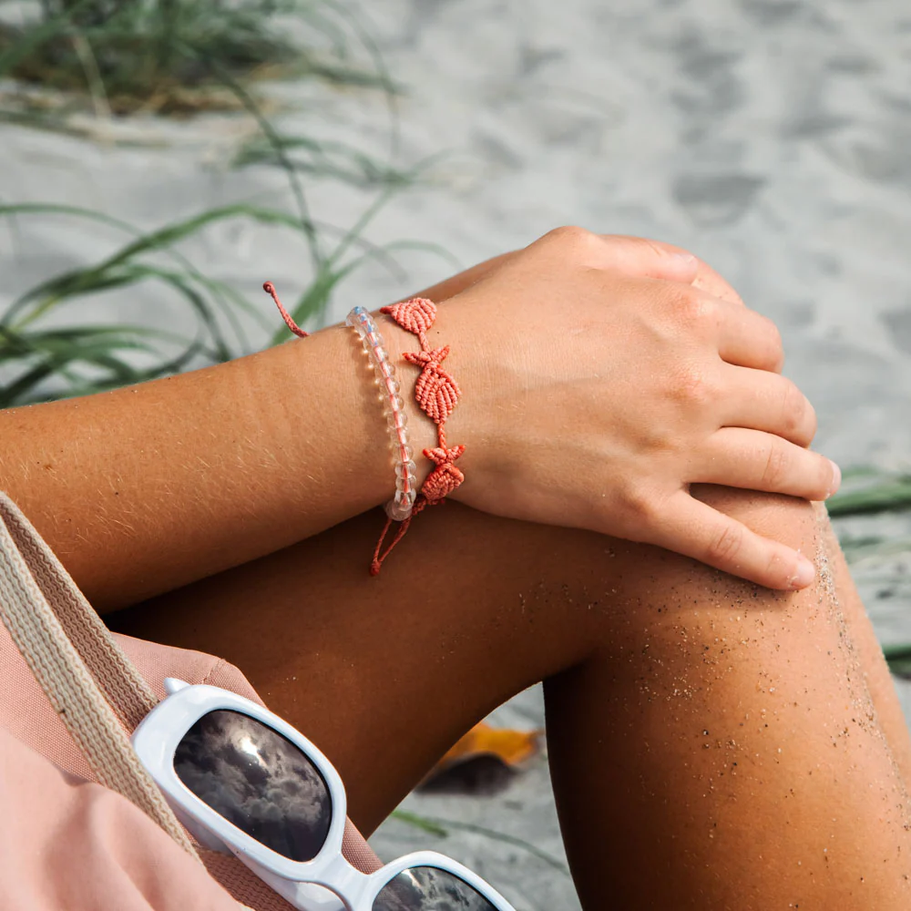 4Ocean Unisex 4Fish Macrame Bracelet - Coral - Mellow Monkey