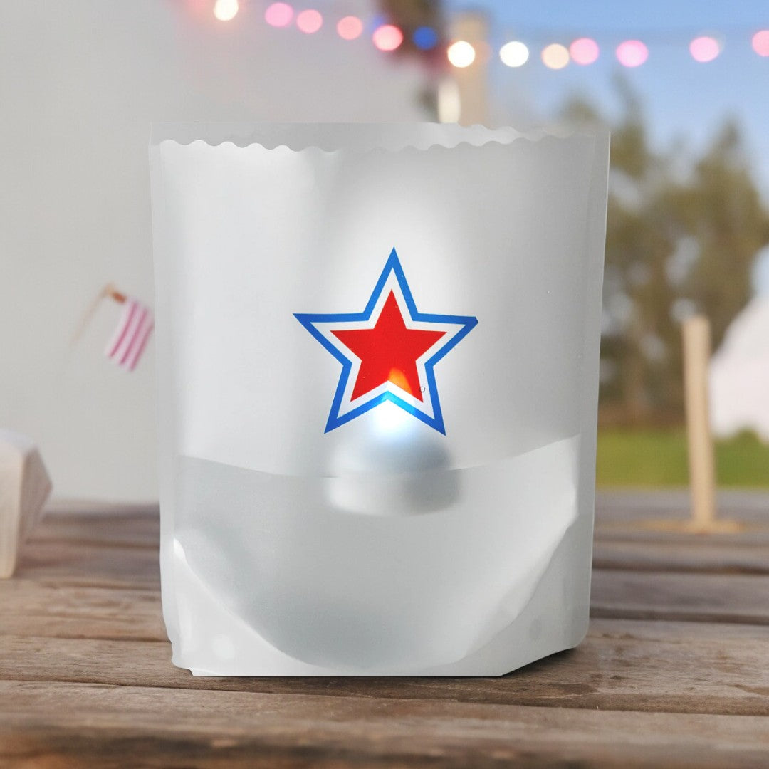 Light This Way - Red, White and Blue Star Luminaries, Set of 4 - Mellow Monkey