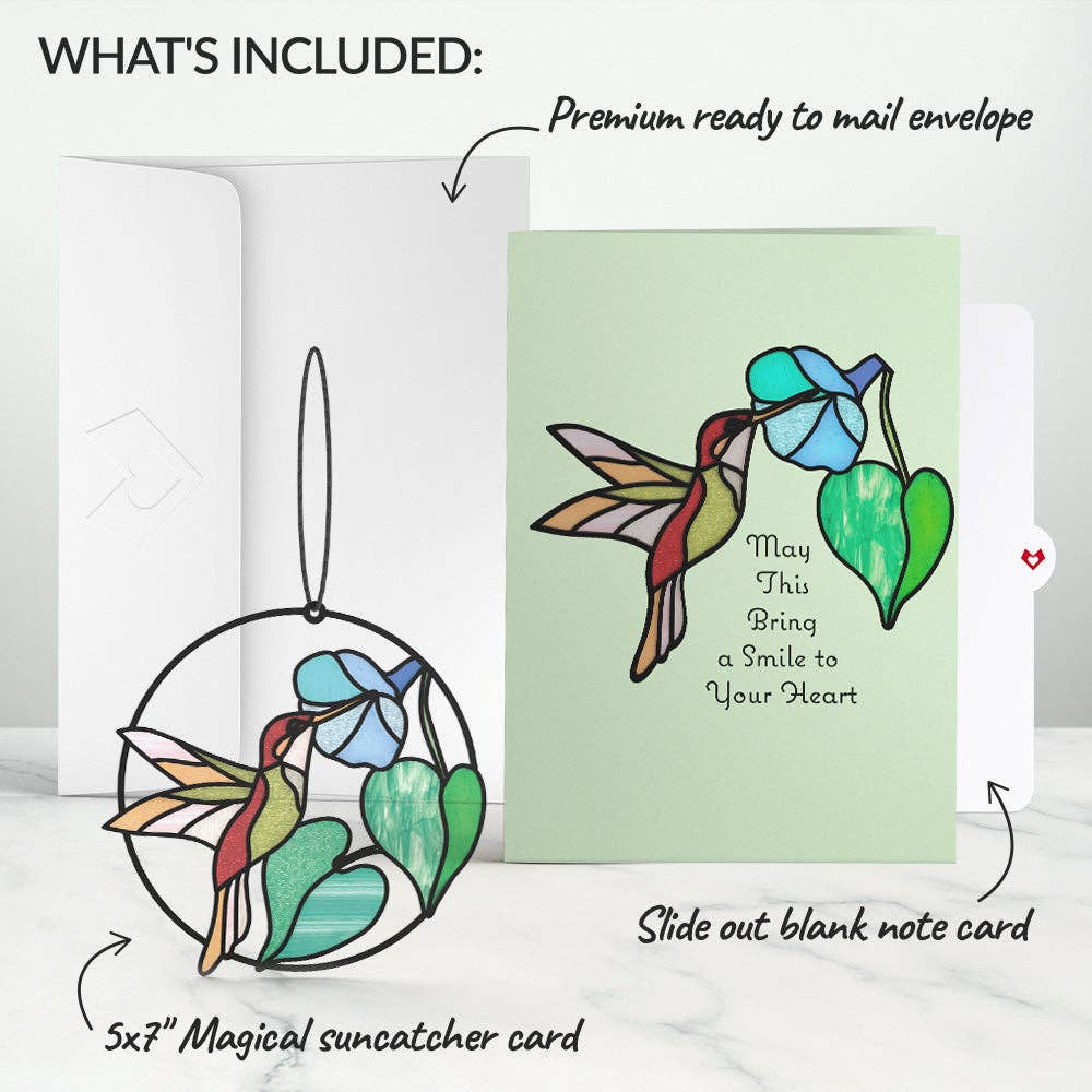 Smile to Your Heart Hummingbird Suncatcher Card - Mellow Monkey