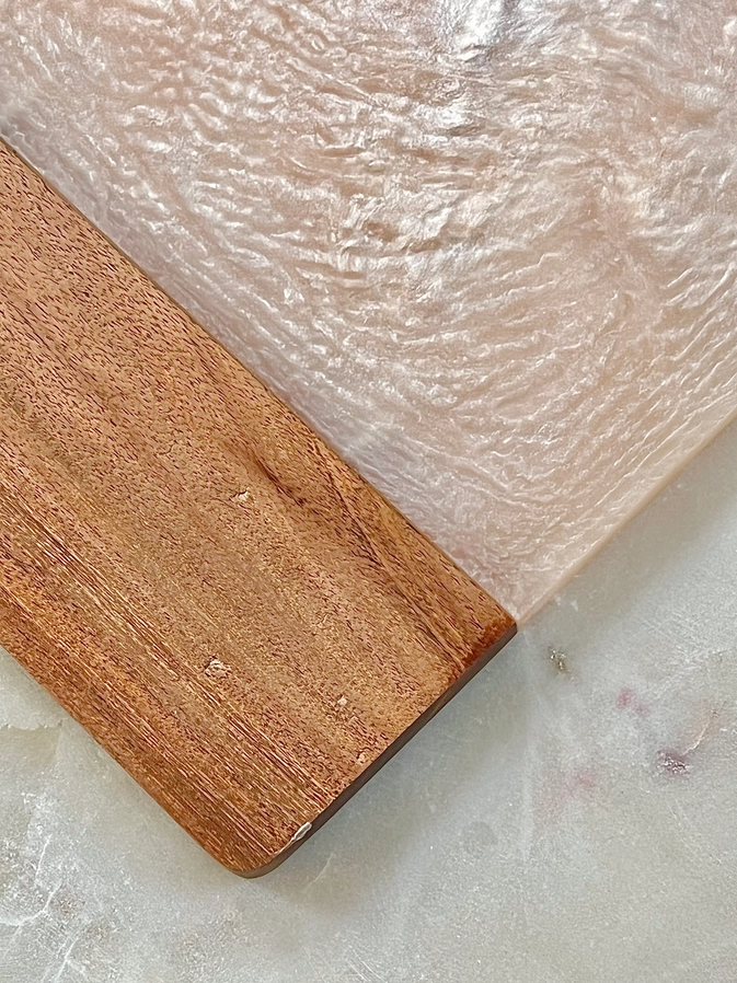Himalayan Pink Resin and Wood Cutting Board - 13-in - Mellow Monkey