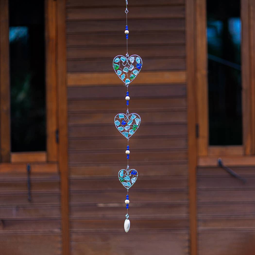 Recycled Glass Garland - Heart - 36-in - Mellow Monkey