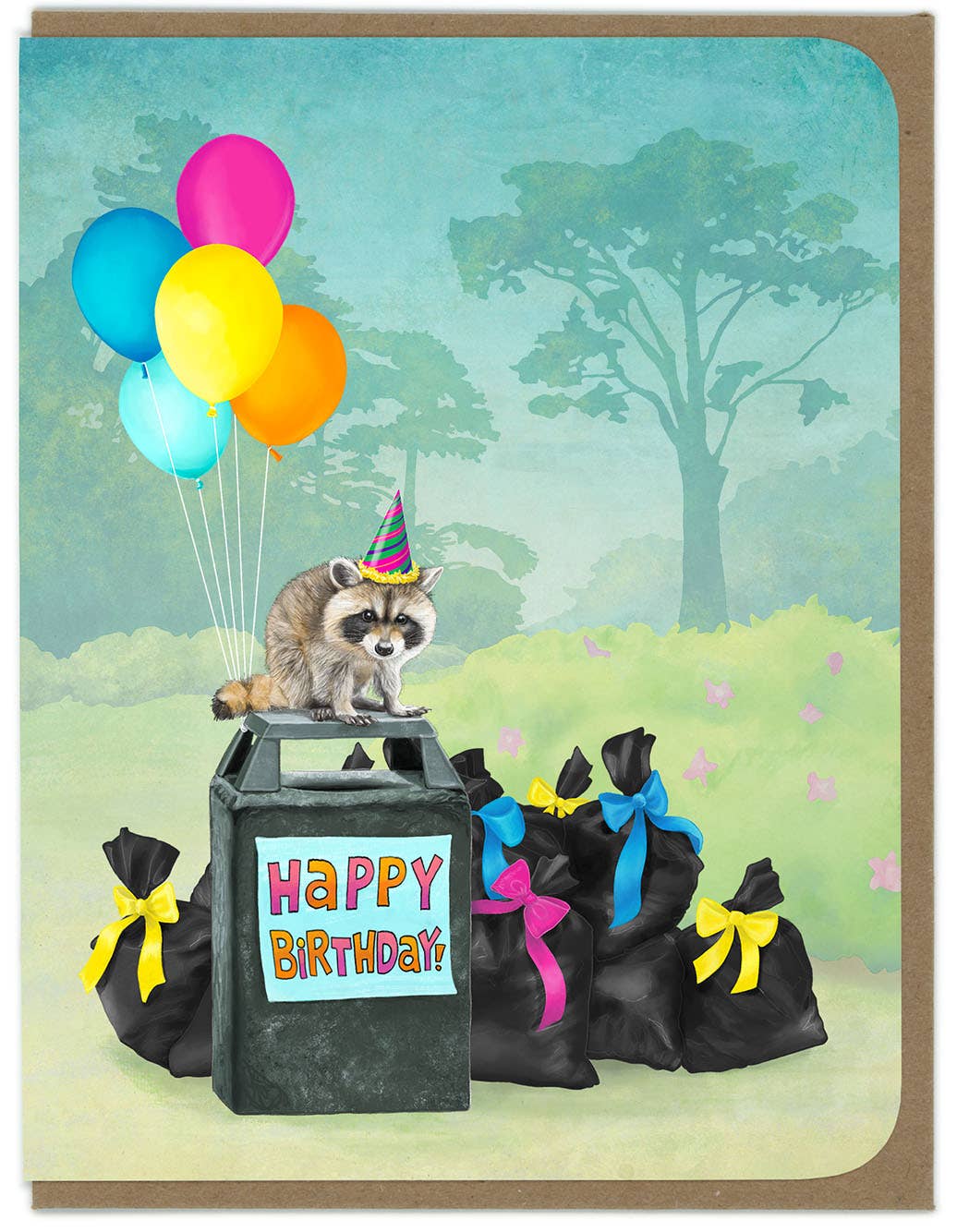 Raccoon Party in the Park - Birthday Greeting Card - Mellow Monkey