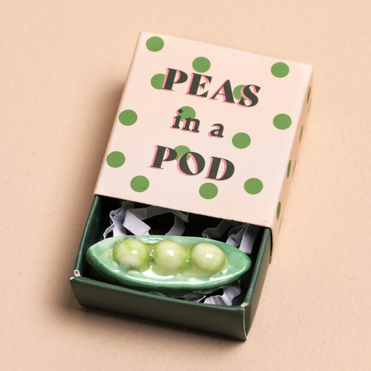 Peas in a Pod - Tiny Matchbox Ceramic Token - Mellow Monkey