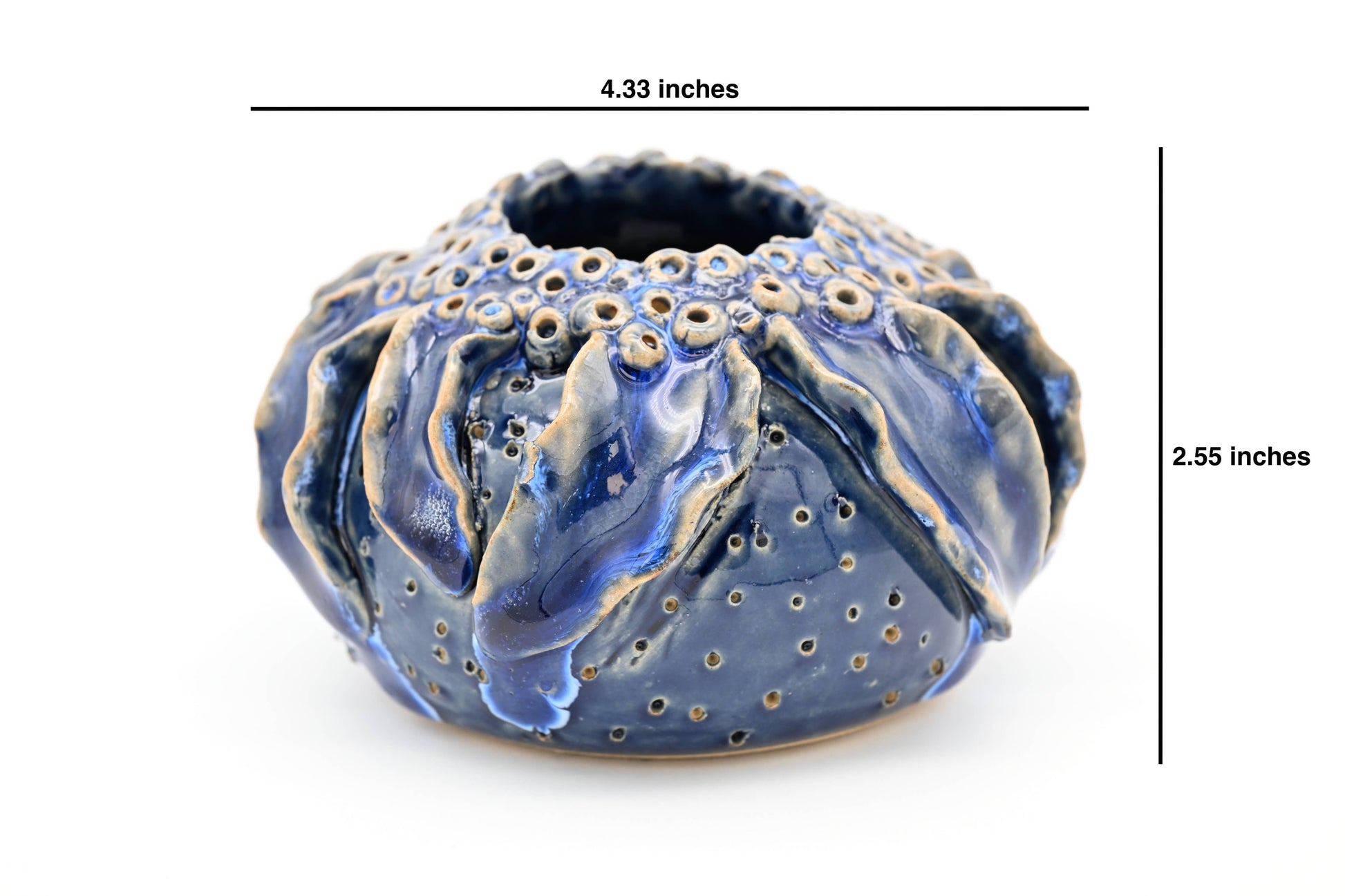 Vine Vase with Blue Effect - 4-1/2-in - Mellow Monkey