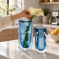 Vendome Blue/Clear Art Glass Vase - Hand Blown Glass
