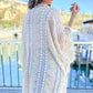 Ivory 3D Textured Open Front Soft Kimono Cover Up - Mellow Monkey