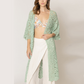 Geometric Pattern Crochet Cardigan Poncho Cover-Up - Sage - Mellow Monkey