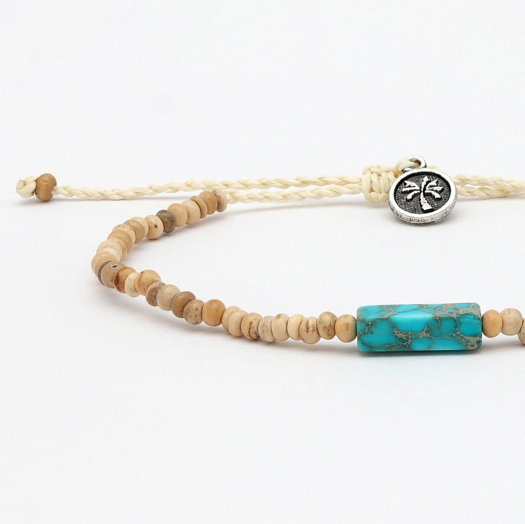 Hapuna Beach Beaded Bracelet - Turquoise - Surf Jewelry - Mellow Monkey