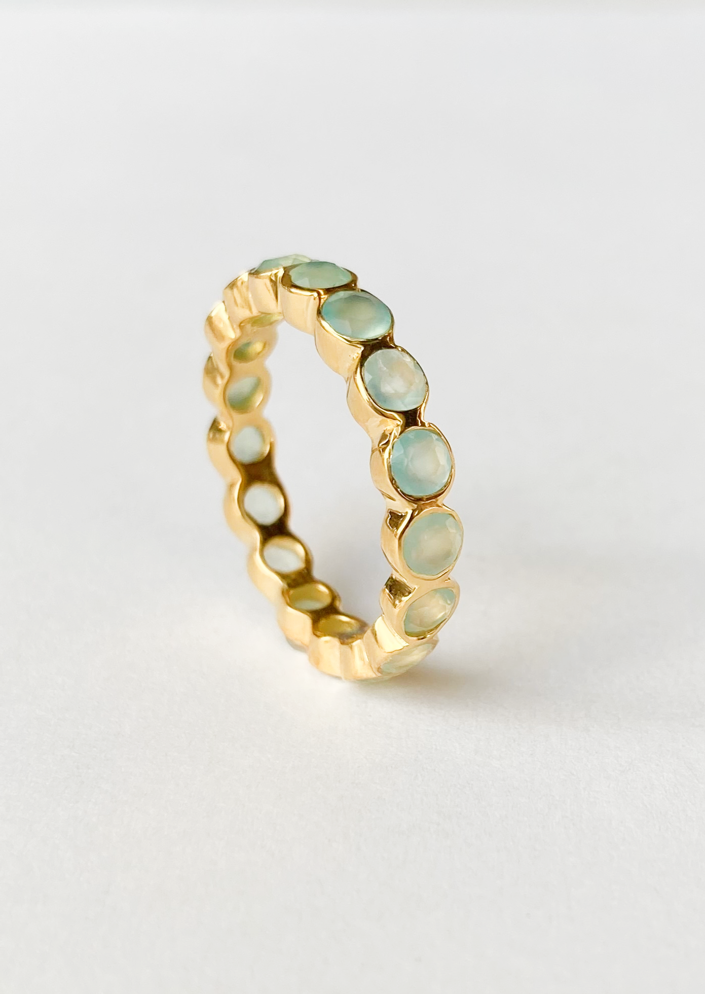 6 Precious Eternity Band Ring in Gold Vermeil: Aqua Blue Chalcedony - Mellow Monkey