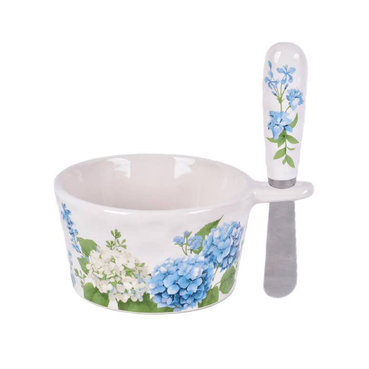 Hydrangea Dip Bowl With Spreader - 10-oz - Temp-tations - Mellow Monkey