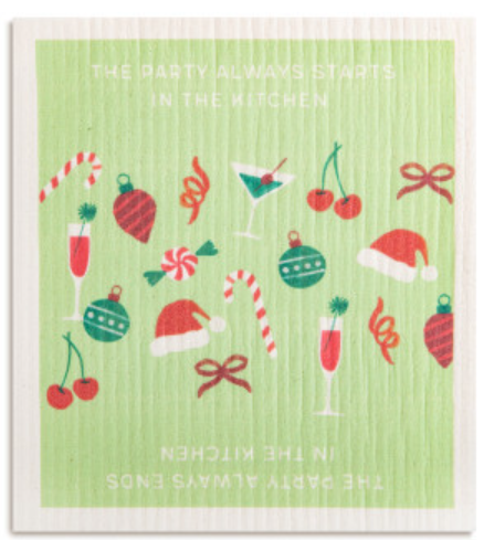 Holiday Spirits Biodegradable Swedish Dish Cloth - Mellow Monkey