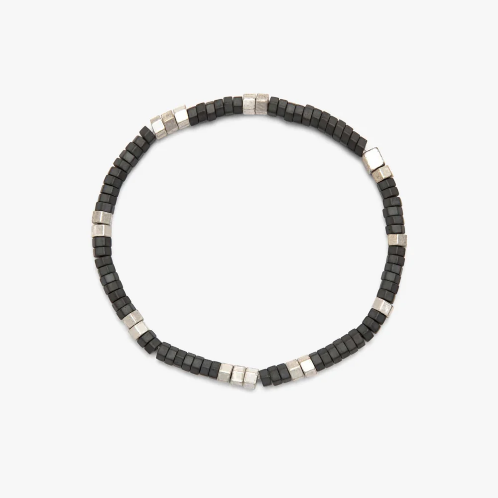 Pura Vida Men's Faceted Pyrite Bead Stretch Bracelet - Silver - Mellow Monkey