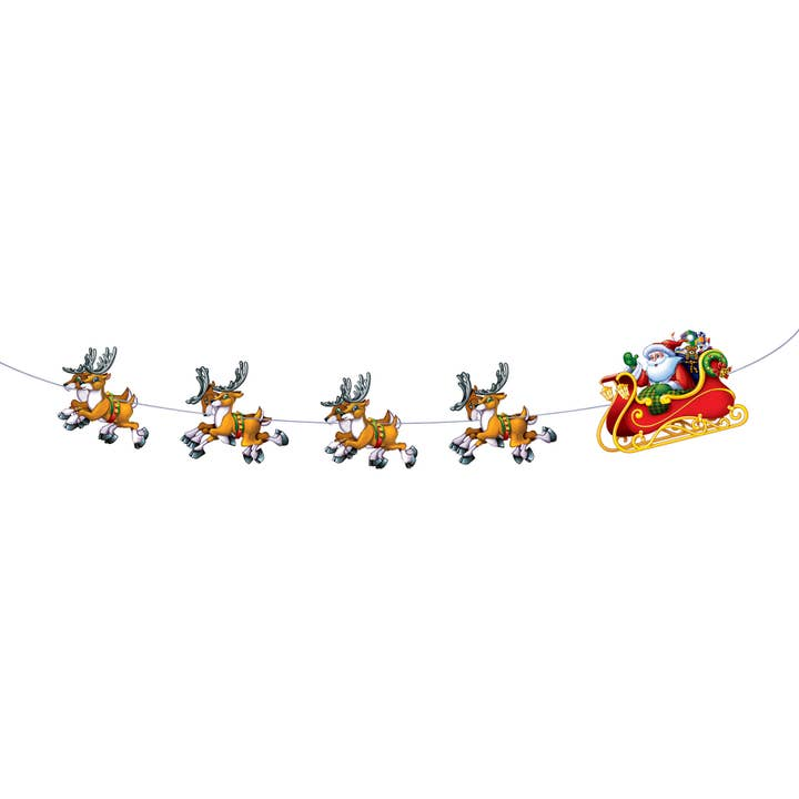 Santa and Sleigh 8-ft Streamer - Mellow Monkey