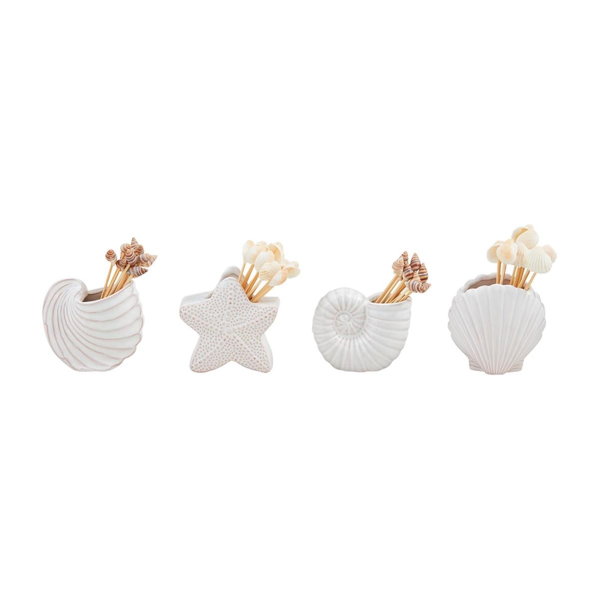 Shell Tooth Pick Holder with Seashell Picks - Mellow Monkey