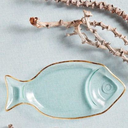 Gold Edge Clear Glass Fish Tray - Mellow Monkey
