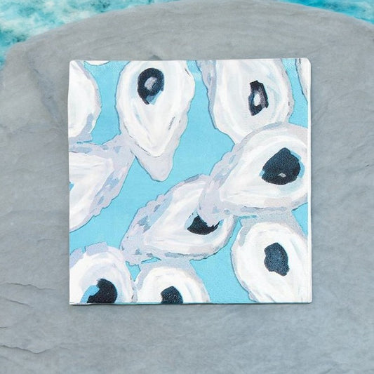 Aqua Oyster Shells Cocktail Napkins - Pack of 12 - Mellow Monkey