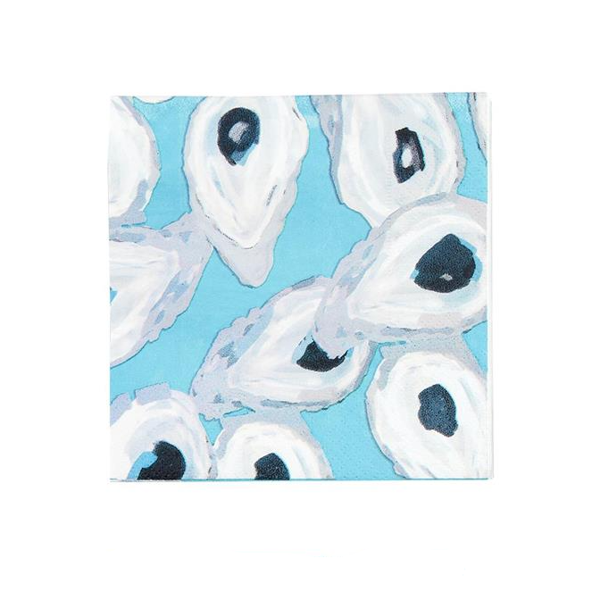 Aqua Oyster Shells Cocktail Napkins - Pack of 12 - Mellow Monkey