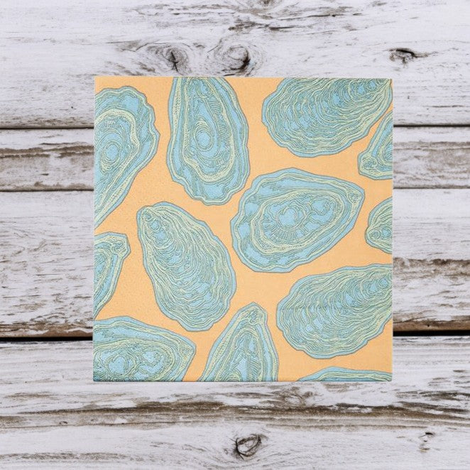 Tangerine and Aqua Oyster Shells Cocktail Napkins - Pack of 12 - Mellow Monkey