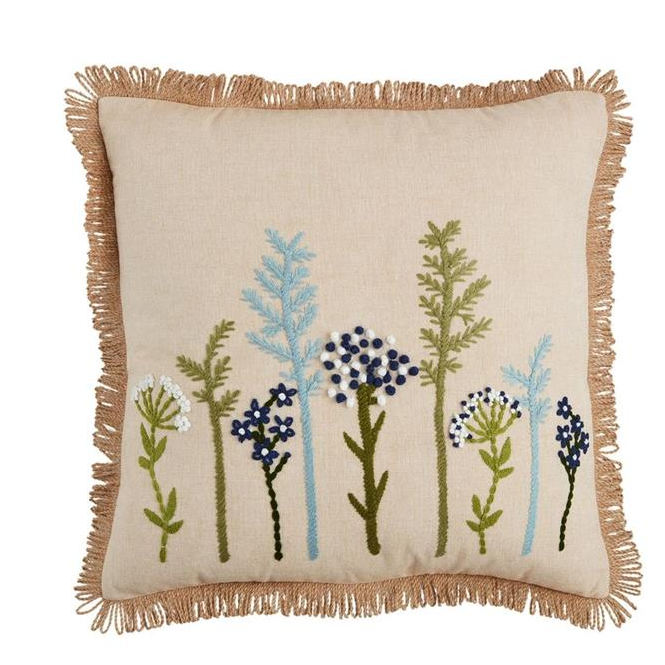 Floral Embroidered Pillow - Mellow Monkey