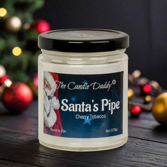 Santas Pipe Holiday Candle - Funny Cherry Tobacco Scented - Mellow Monkey