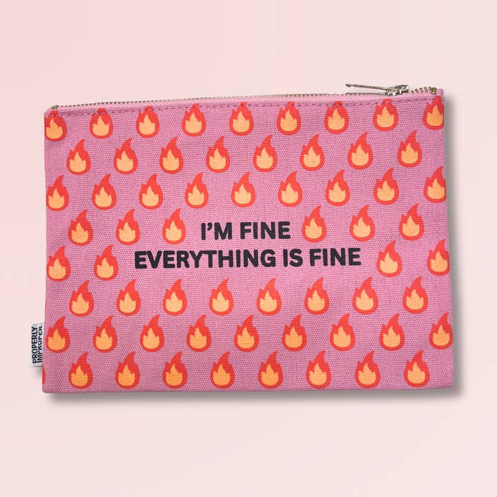 Everything Is Fine - Canvas Zippered Bag - Mellow Monkey