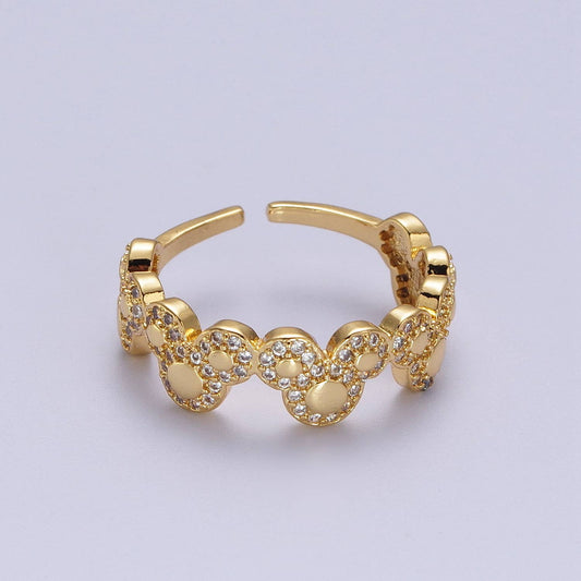 Dainty Micro Pave CZ Gold Mouse Adjustable Casual Ring O-185 - Mellow Monkey