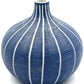 Tiny Congo - Handcrafted Porcelain Bud Vase - Navy with White Stripes - 3.2 x 3.2 x 3.4 in - Mellow Monkey