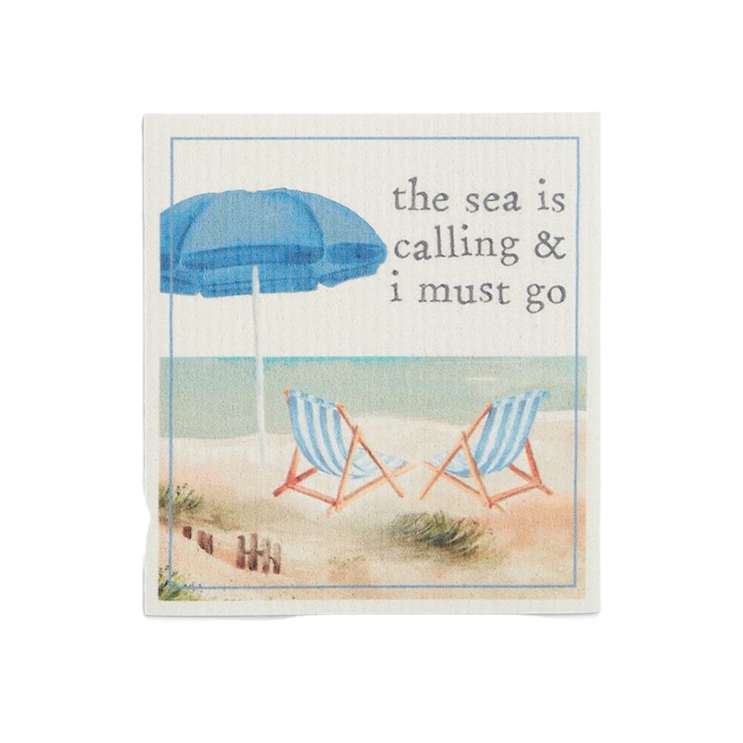 The Sea is Calling and I Must Go - Ocean Swedish Dishcloth - Mellow Monkey