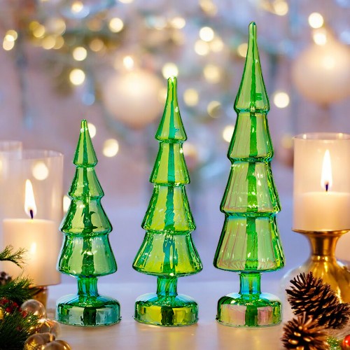 Lighted Green Iridescent Trees - Mellow Monkey